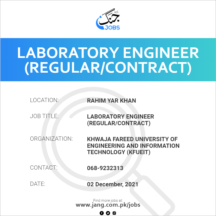 Laboratory Engineer (Regular/Contract)