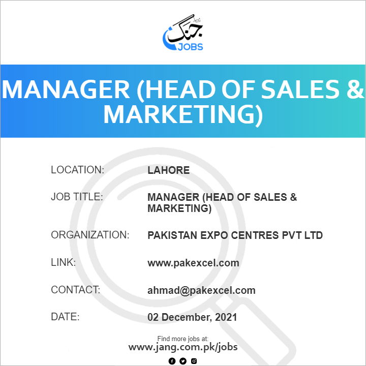 Manager (Head of Sales & Marketing)