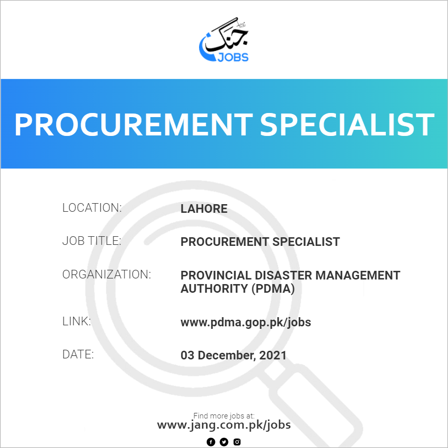 Procurement Specialist Job Provincial Disaster Management Authority   29654 024815 Card 