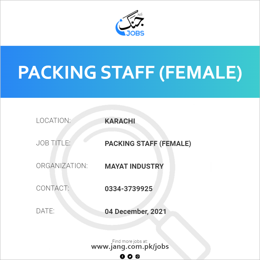 Packing Staff (Female)
