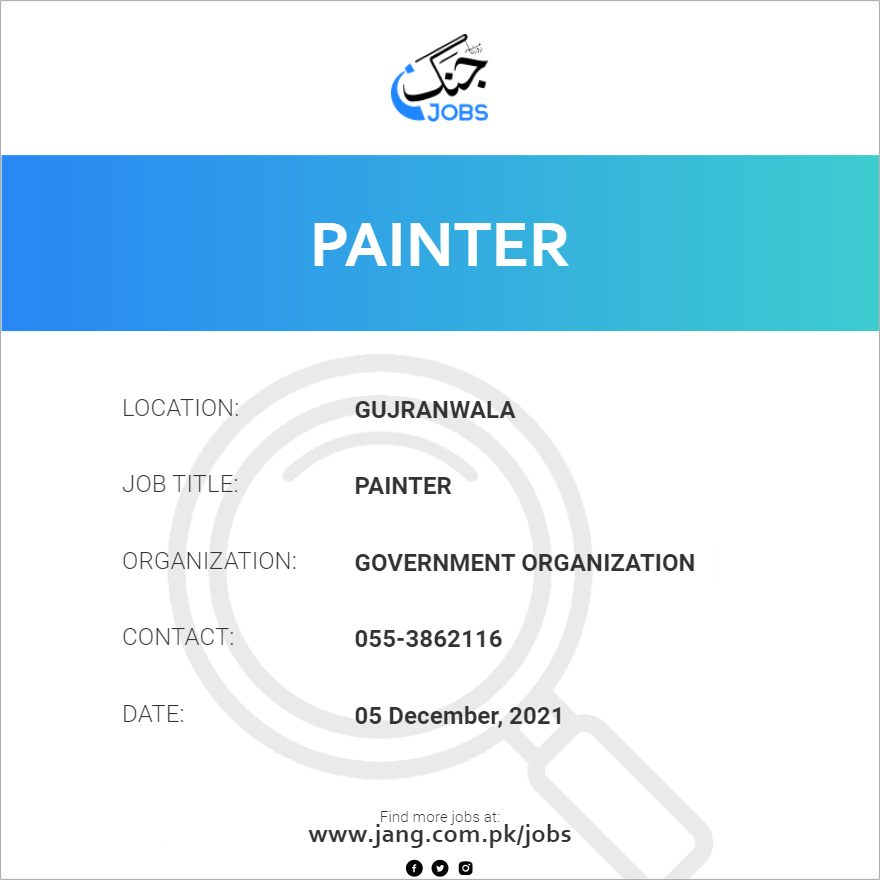 Painter Job Government Organization Jobs in Gujranwala 29893