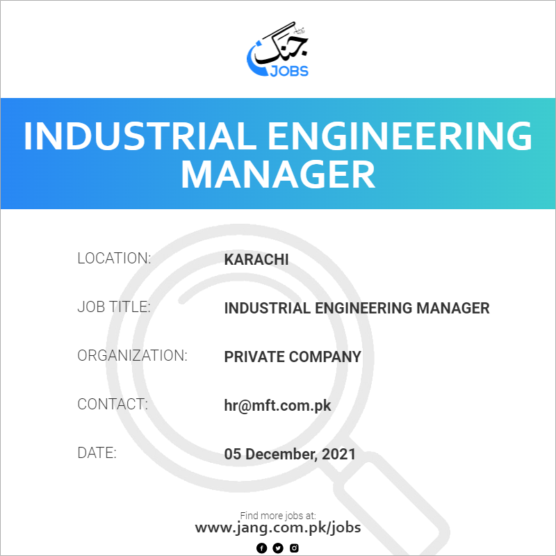 Industrial Engineering Manager Job Description