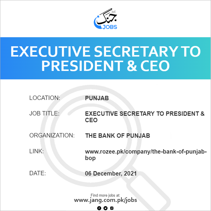 executive-secretary-to-president-ceo-job-the-bank-of-punjab-jobs