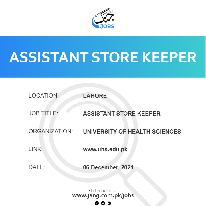 assistant-store-keeper-job-university-of-health-sciences-jobs-in