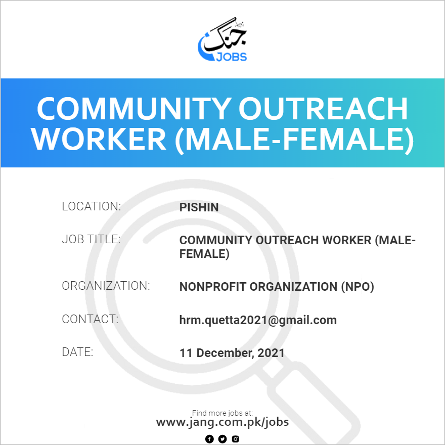 Community Outreach Worker (Male-Female)