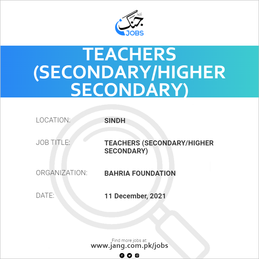 Teachers (Secondary/Higher Secondary)