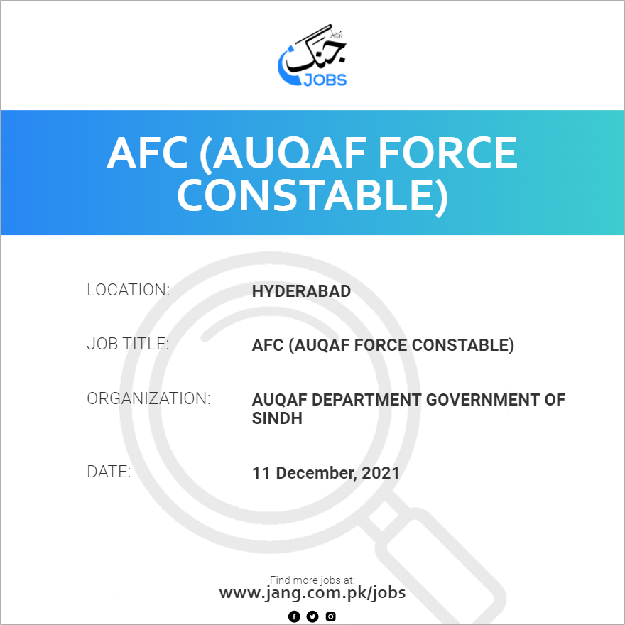 AFC (Auqaf Force Constable)