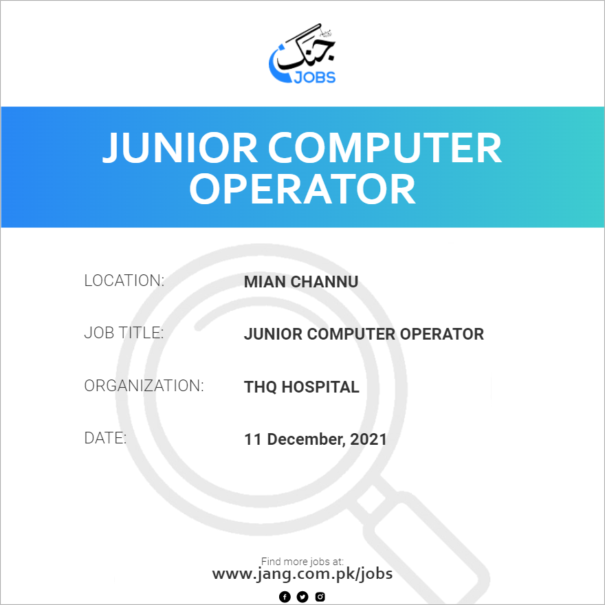 Junior Computer Operator