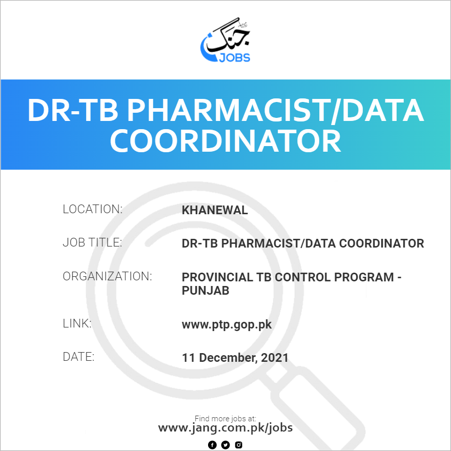 DR-TB Pharmacist/Data Coordinator