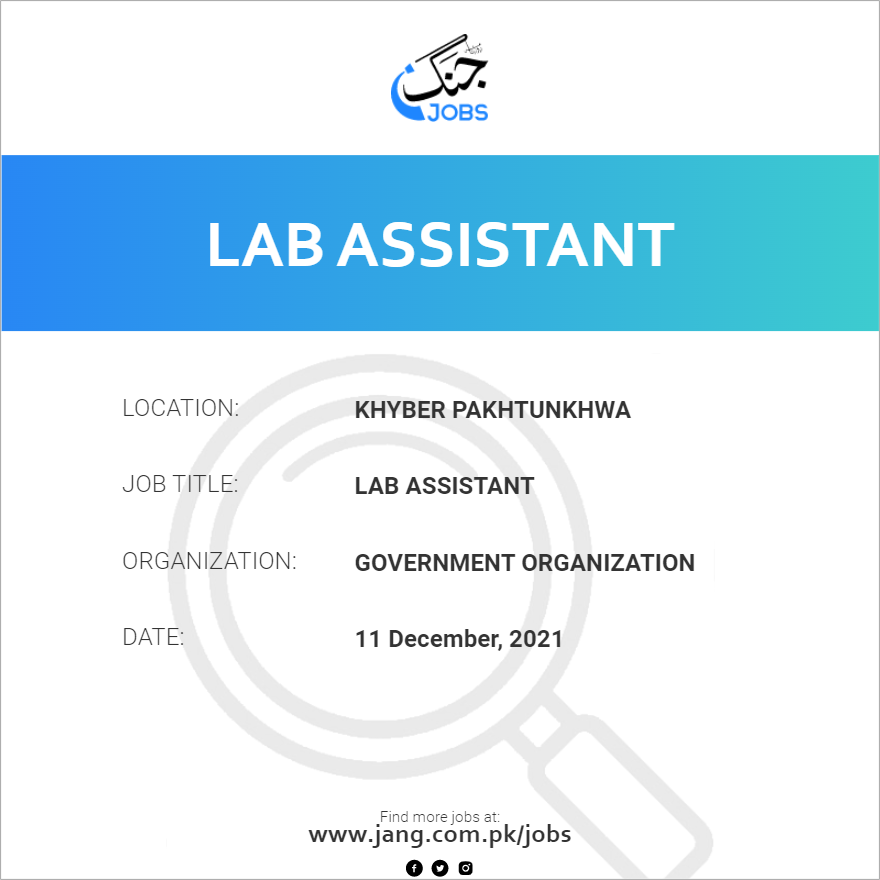 Lab Assistant Job Government Organization Jobs in Khyber