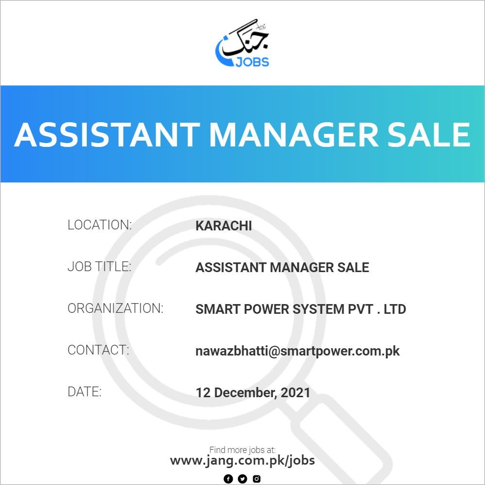 Assistant Manager Sale