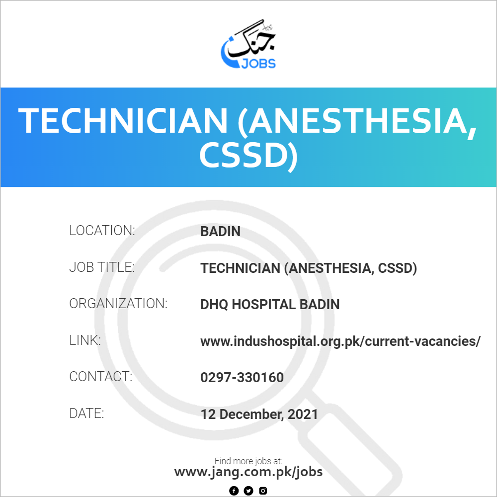 Technician (Anesthesia, CSSD)