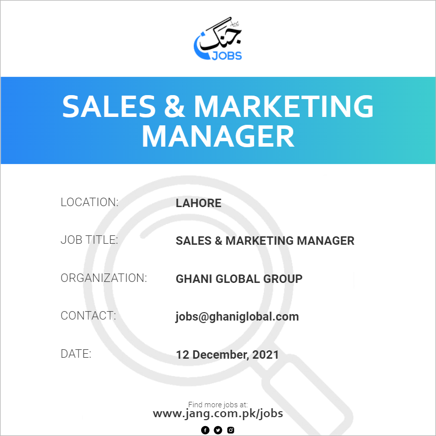 Sales & Marketing Manager