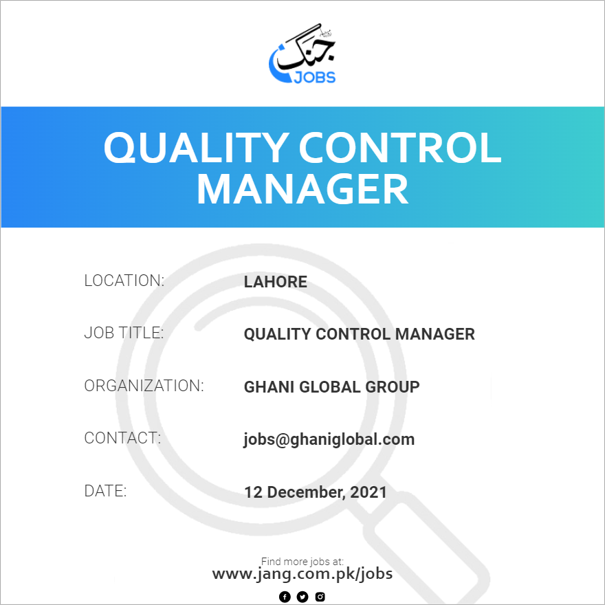Quality Control Manager