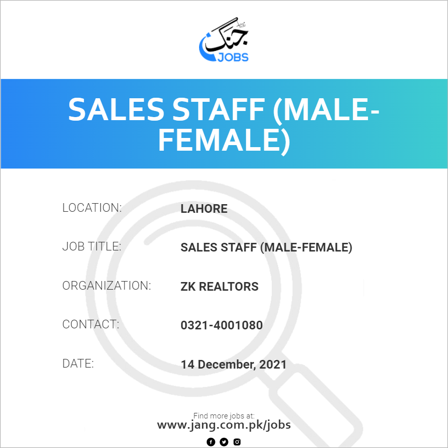 Sales Staff (Male-Female)