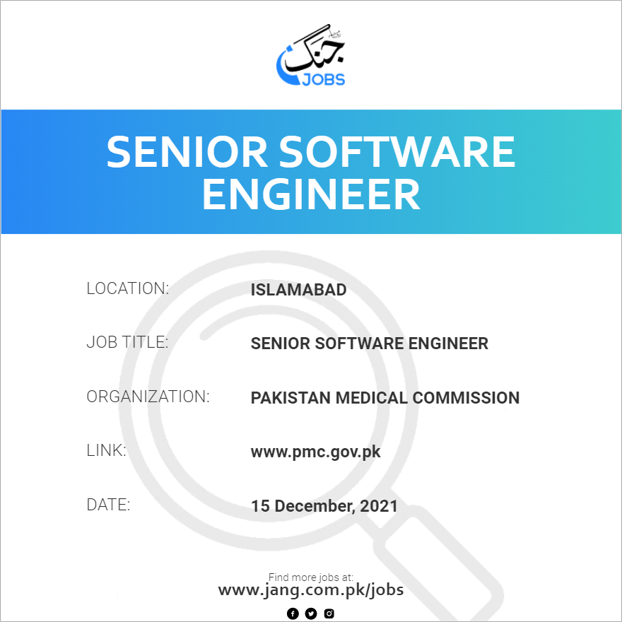 senior-software-engineer-job-pakistan-medical-commission-jobs-in