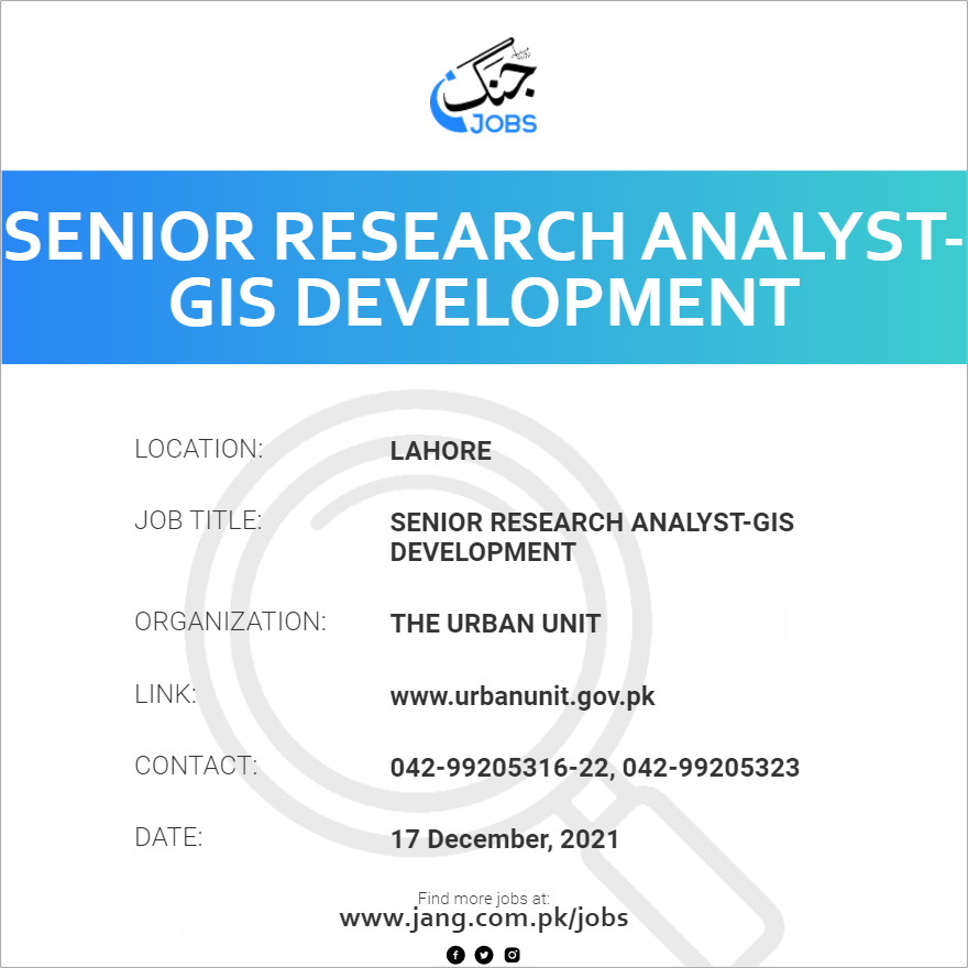 Senior Research Analyst-GIS Development