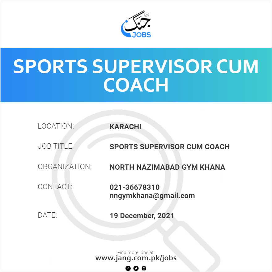 Sports Supervisor Cum Coach