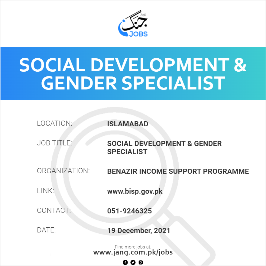 Social Development & Gender Specialist