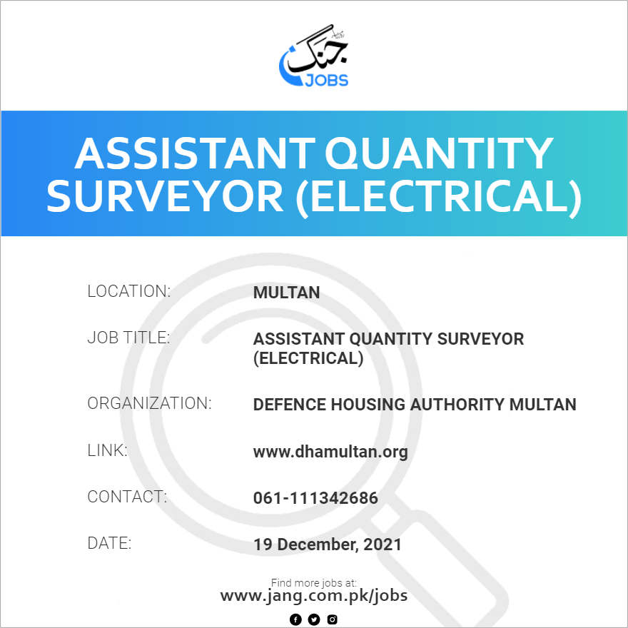 Assistant Quantity Surveyor (Electrical)