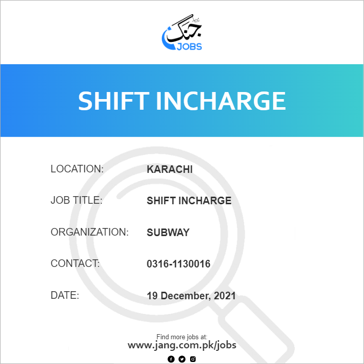Shift Incharge