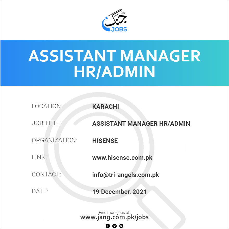 Assistant Manager HR/Admin