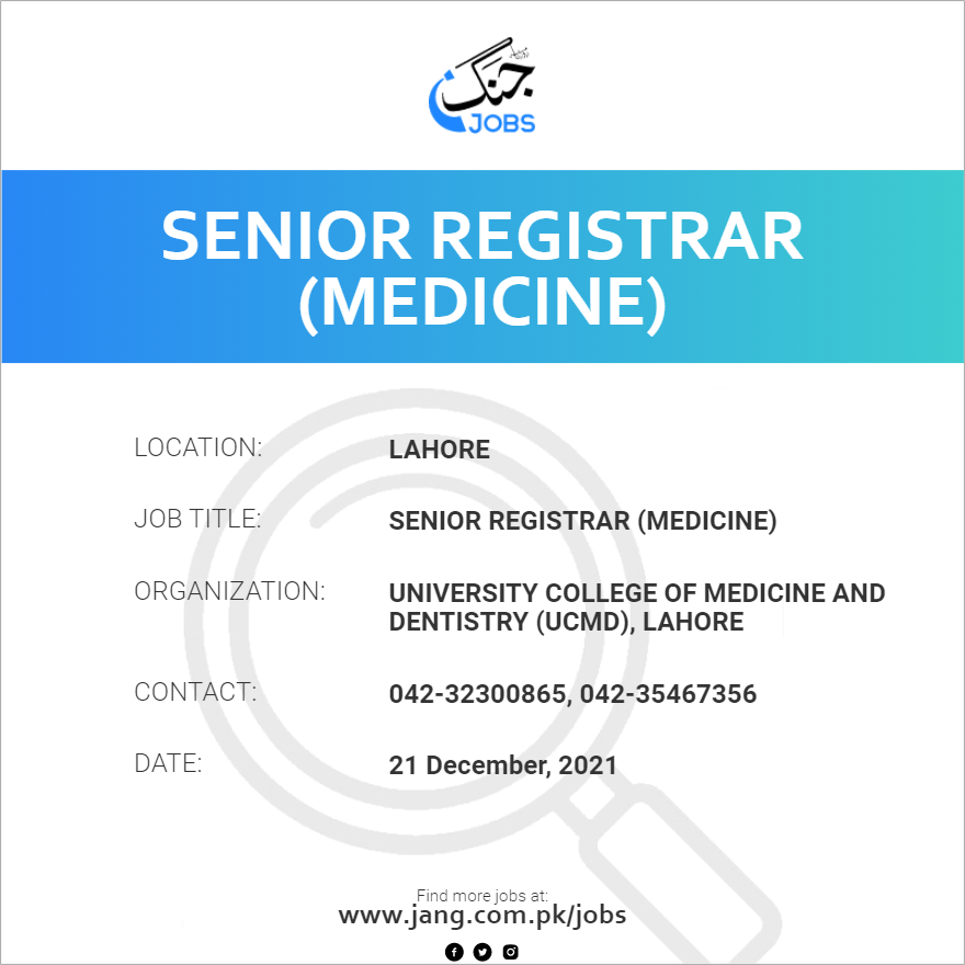 Senior Registrar (Medicine)