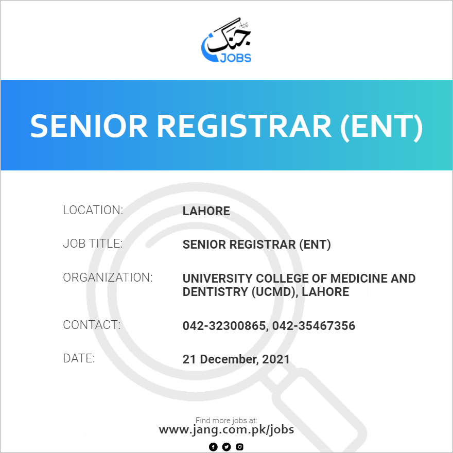 Senior Registrar (ENT)