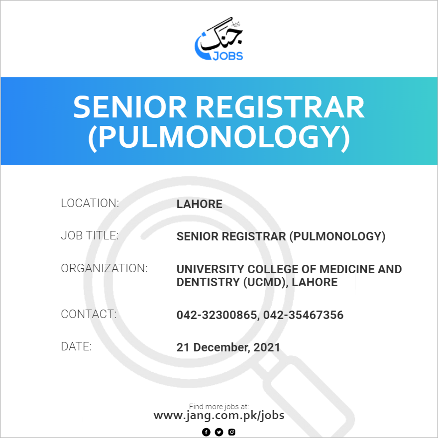 Senior Registrar (Pulmonology)