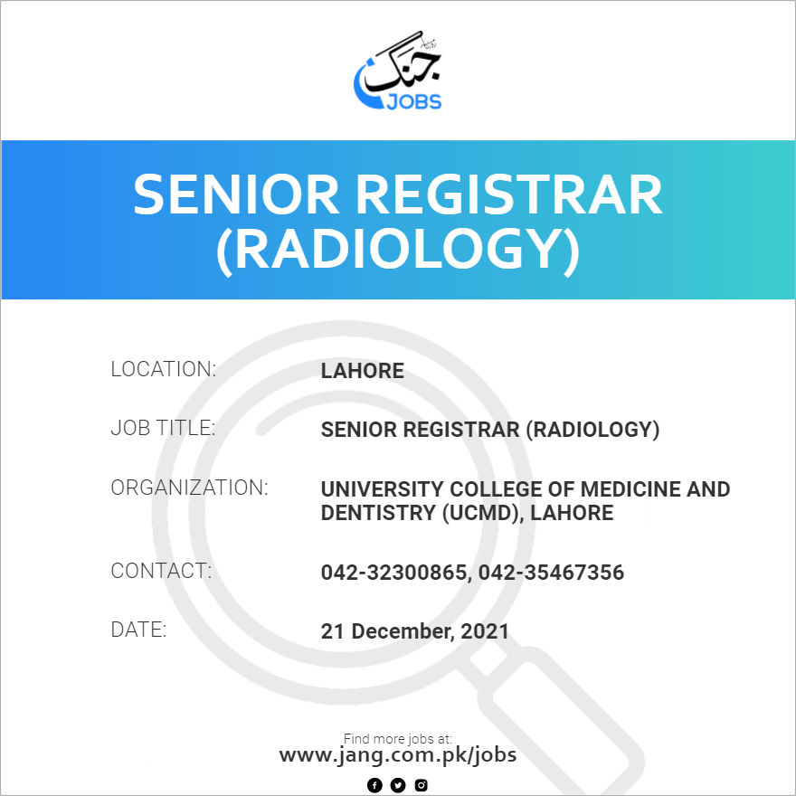 Senior Registrar (Radiology)