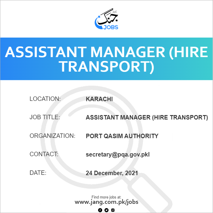 Assistant Manager (Hire Transport)