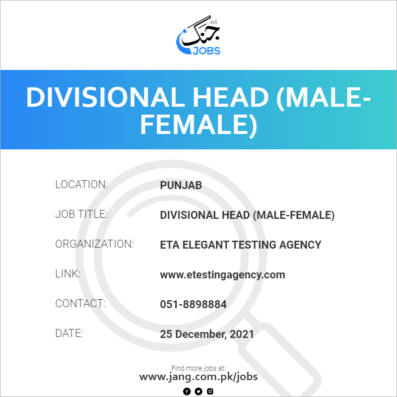 Divisional Head (Male-Female)