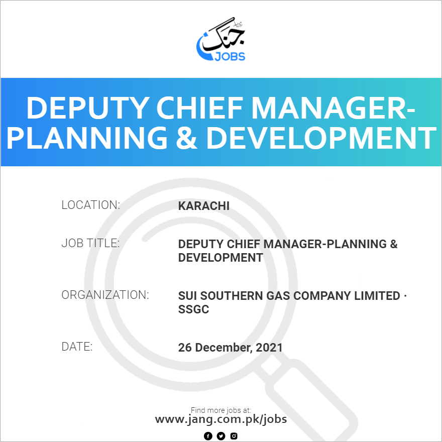 Deputy Chief Manager-Planning & Development