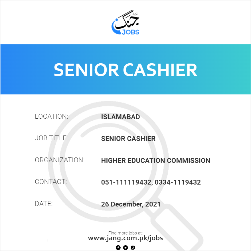 senior-cashier-job-higher-education-commission-jobs-in-islamabad