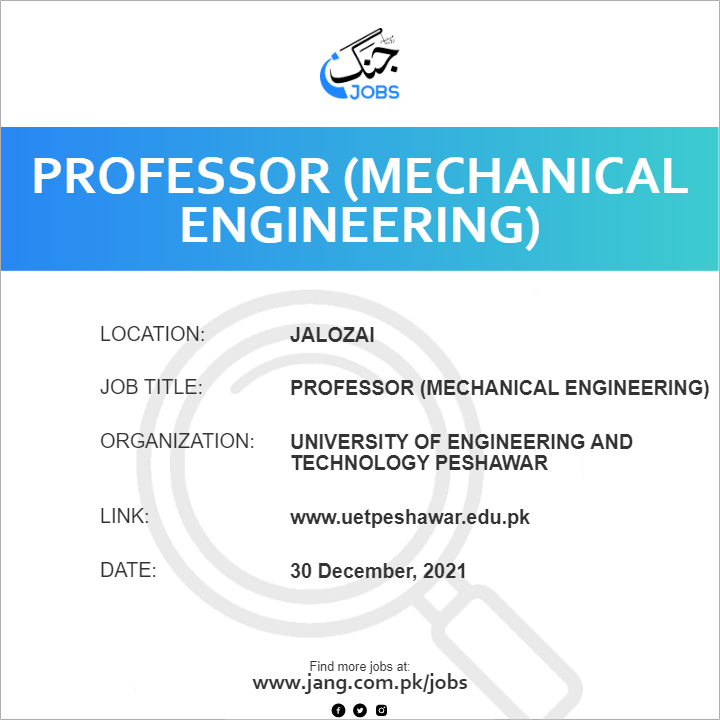 Professor (Mechanical Engineering) 