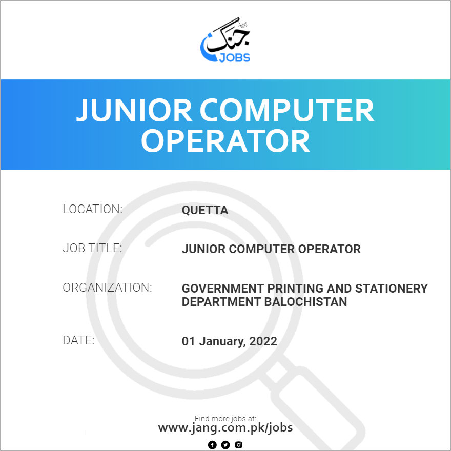 Junior Computer Operator