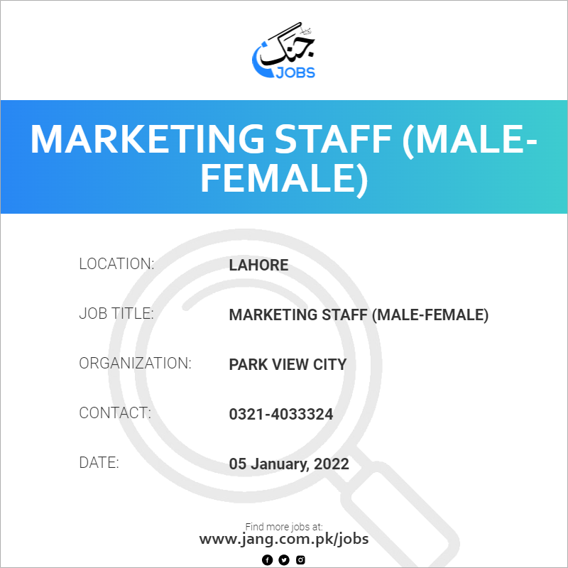 Marketing Staff (Male-Female)