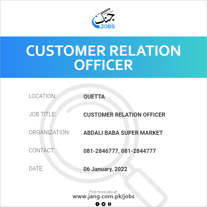 customer-relation-officer-job-abdali-baba-super-market-jobs-in