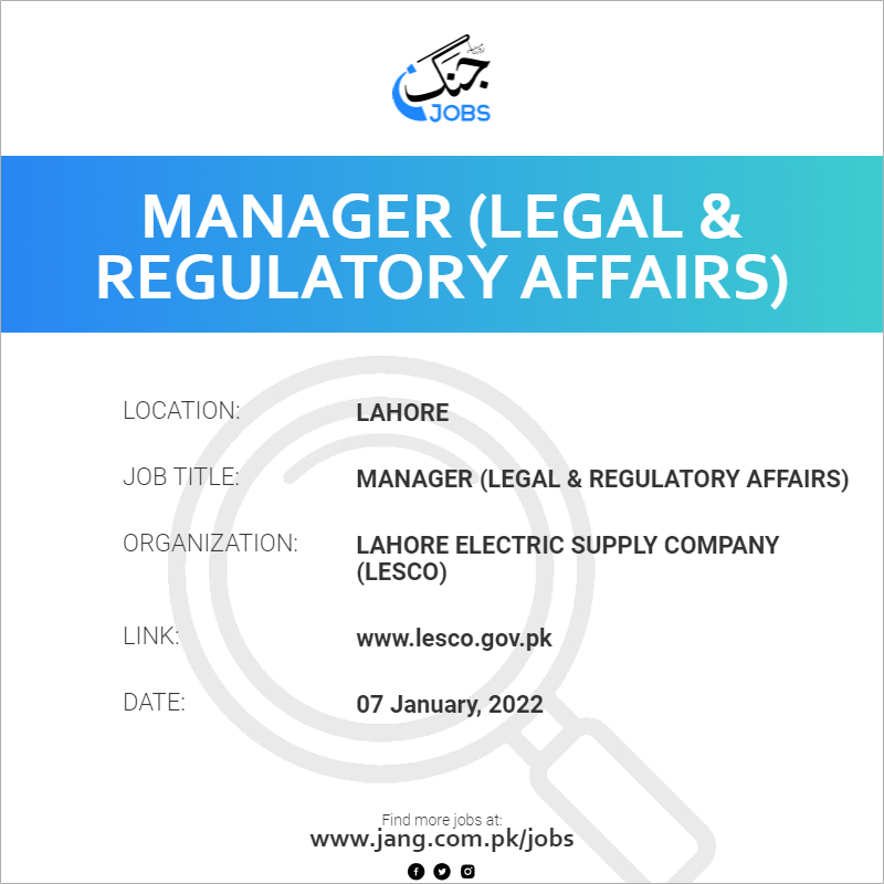 Manager (Legal & Regulatory Affairs)