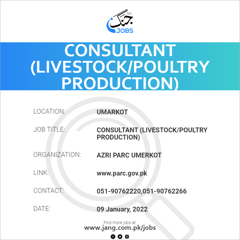 Consultant (Livestock/Poultry Production)