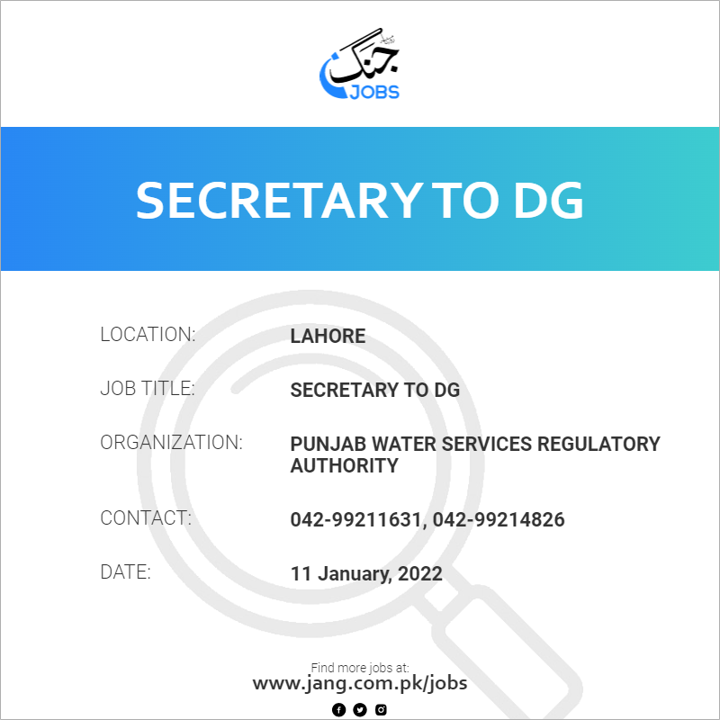 Secretary To DG