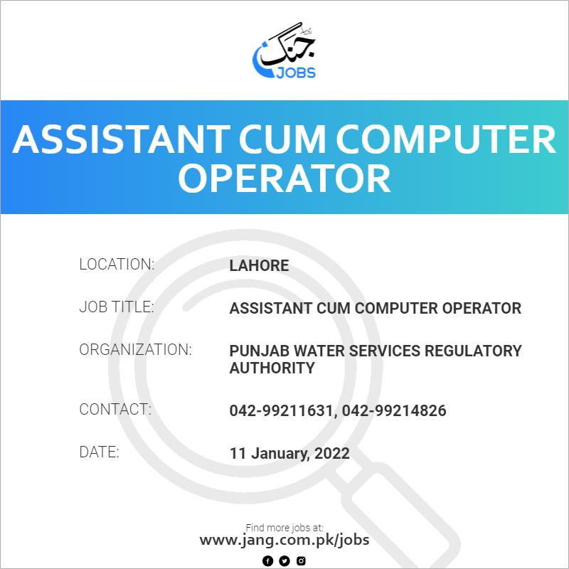 Assistant Cum Computer Operator