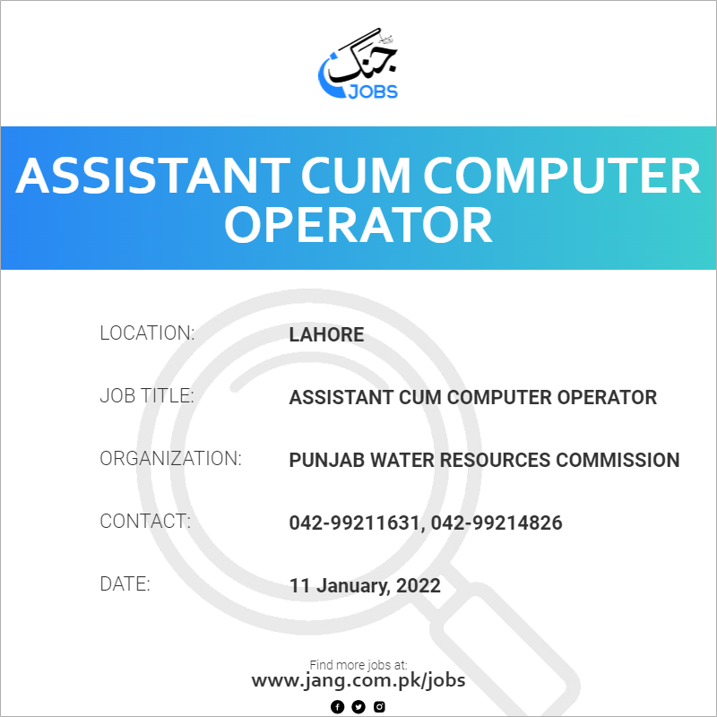 Assistant Cum Computer Operator