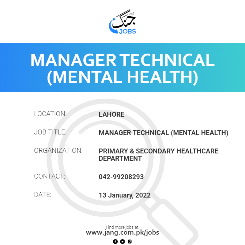 manager-technical-mental-health-job-primary-secondary-healthcare