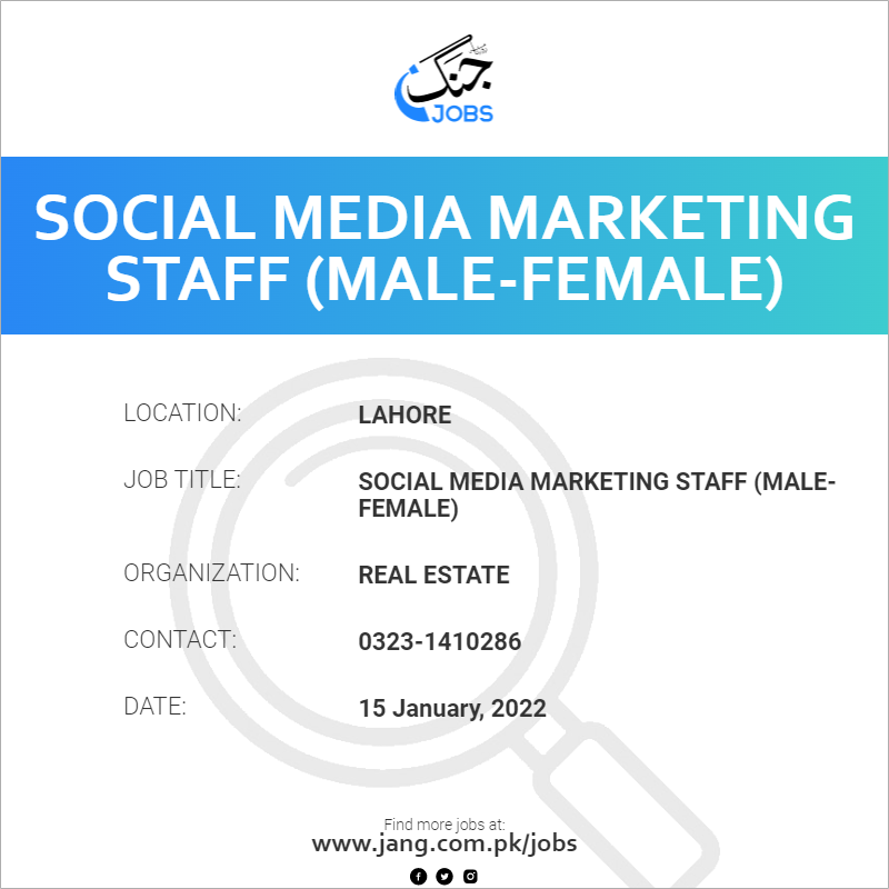 Social Media Marketing Staff (malefemale) Job Real