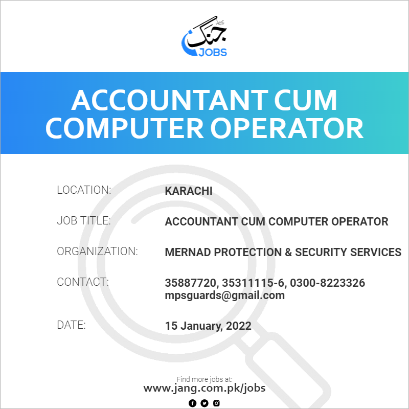 Accountant Cum Computer Operator