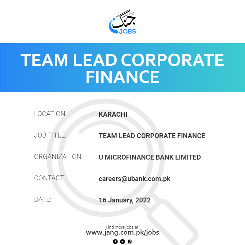 Team Lead Corporate Finance