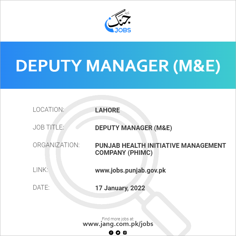 Deputy Manager (M&E)