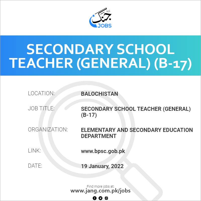 Secondary School Teacher (General) (B-17)