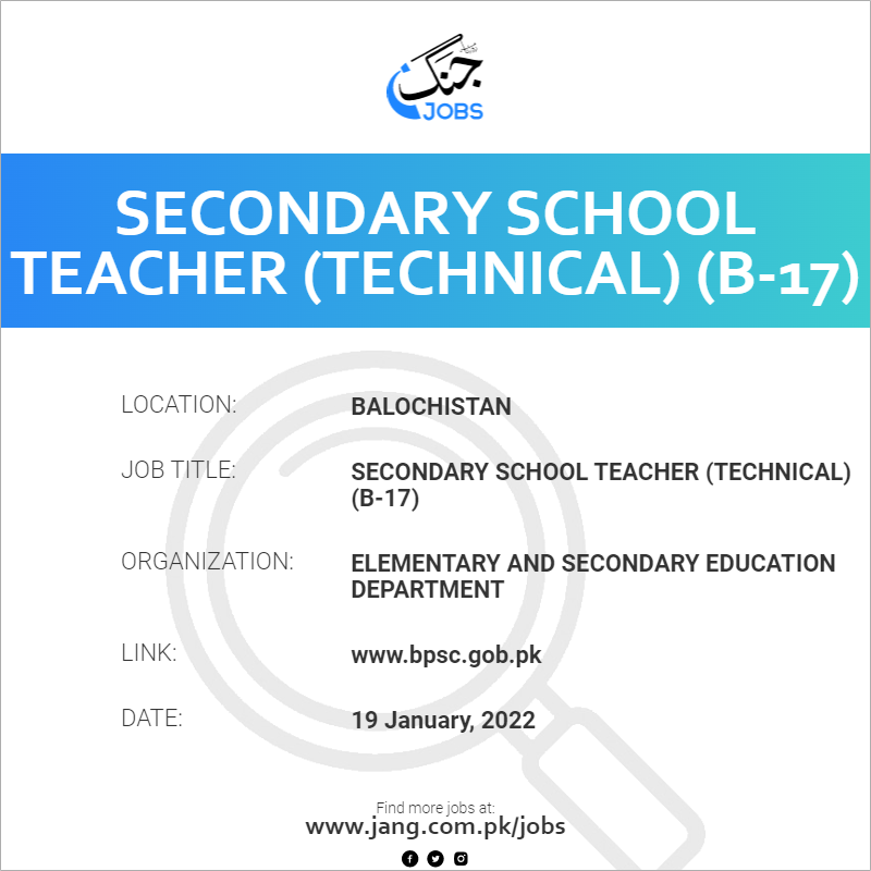 Secondary School Teacher (Technical) (B-17)